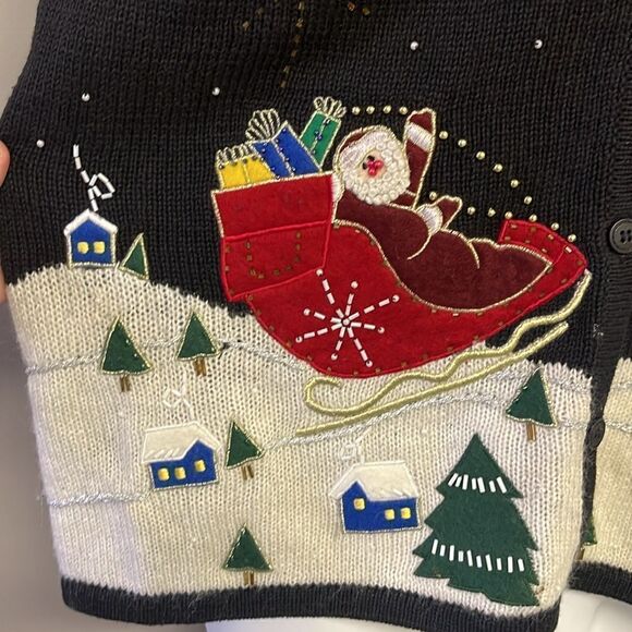 Bobbie Brooks Women’s V-neck Christmas Beading Embroidery Sleeveless Vest-L - Picture 6 of 16